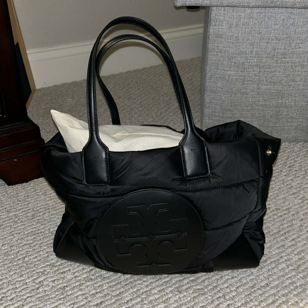 Tory Burch Black Ella Mini Puffer Tote